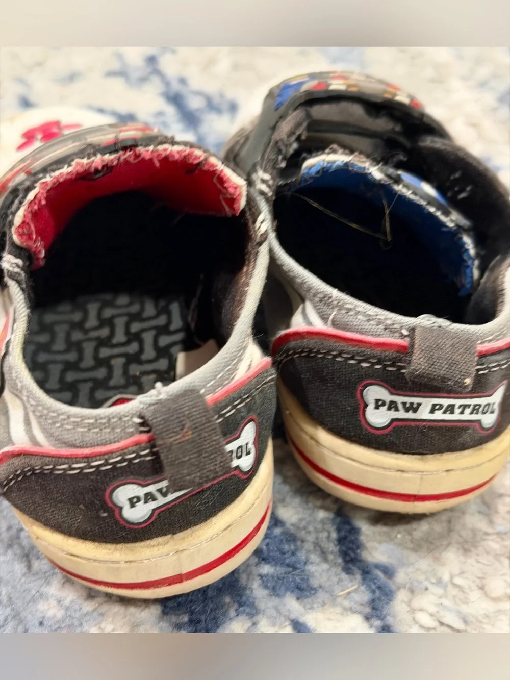 Paw Patrol Kids Black Sneakers with White Toecaps and Red Paw Accents